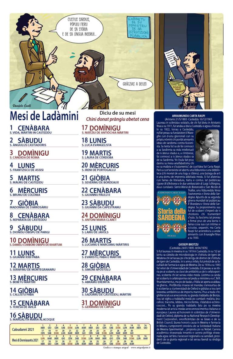 Mesi de ladàmini Calendàriu 2021