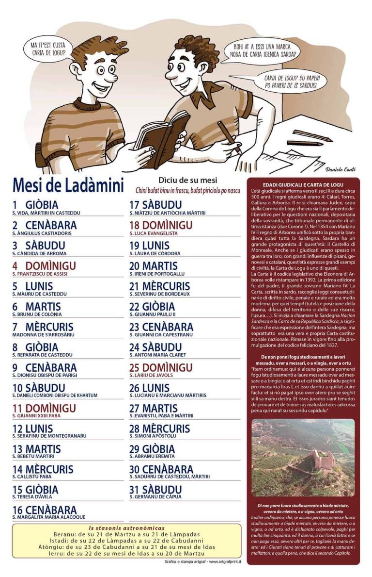 Mesi de ladàmini Calendàriu 2020
