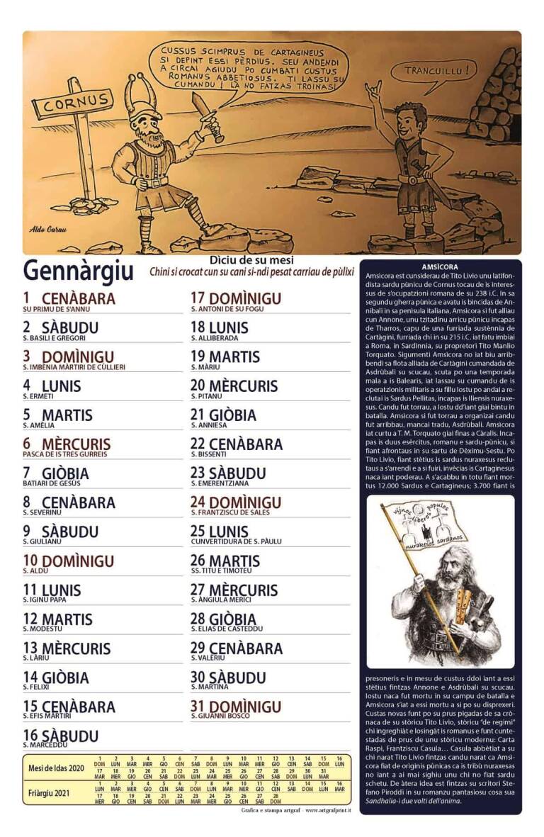 Gennàrgiu Calendàriu 2021