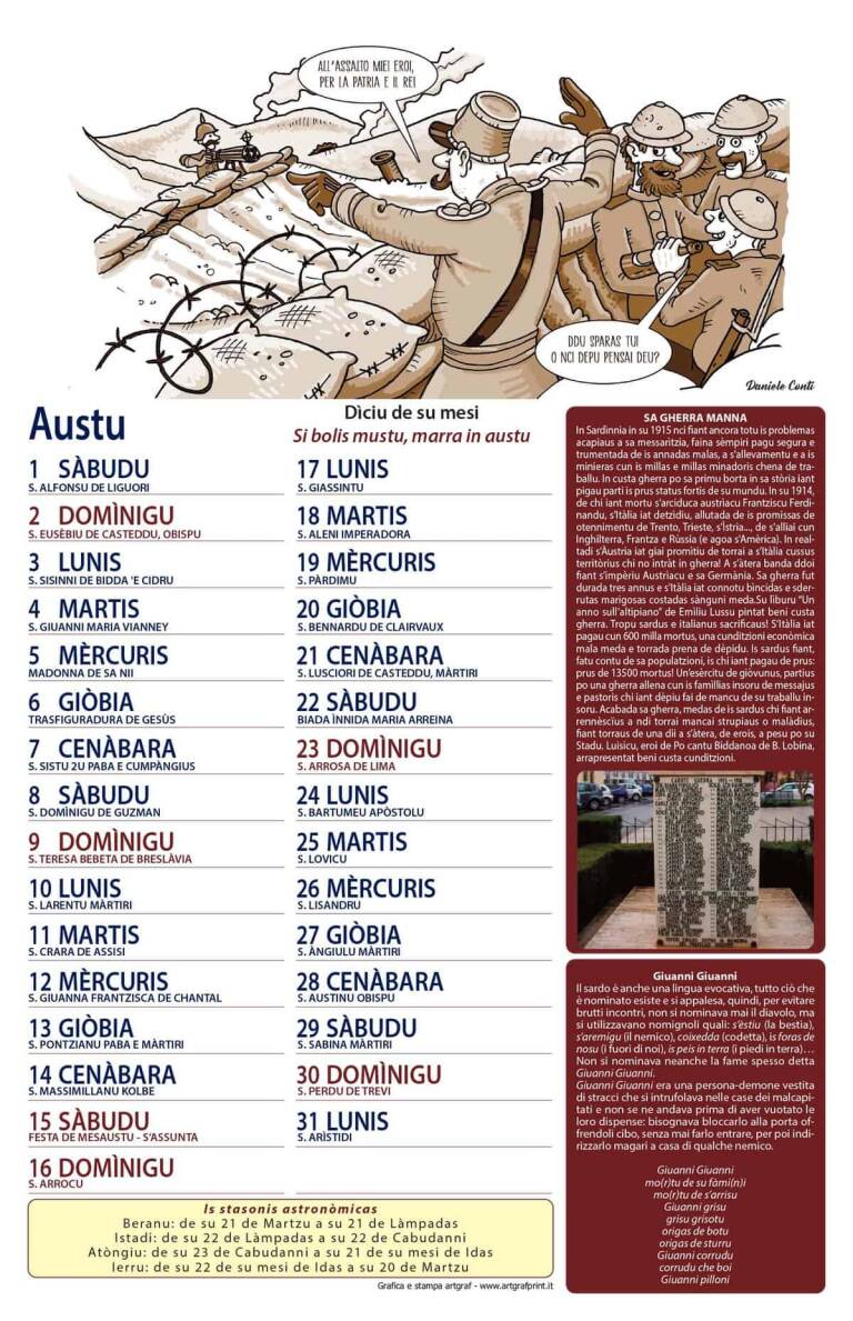 Austu Calendàriu 2020