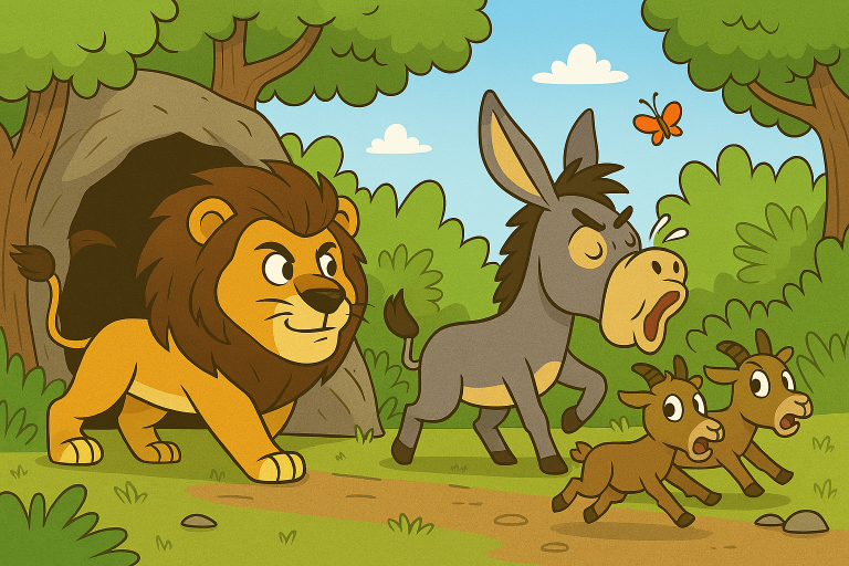 Su burricu e su lioni cassadoris.